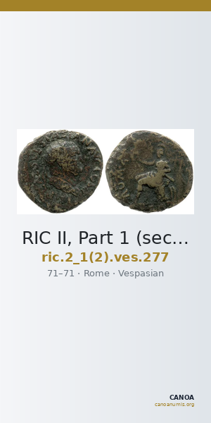 RIC II, Part 1 (second edition) Vespasian 277 — CANOA