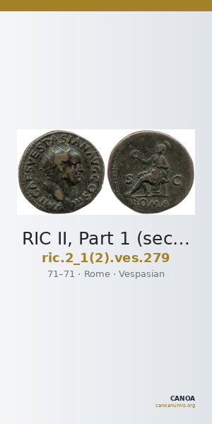 RIC II, Part 1 (second edition) Vespasian 279 — CANOA