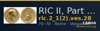 RIC II, Part 1 (second edition) Vespasian 28 — CANOA