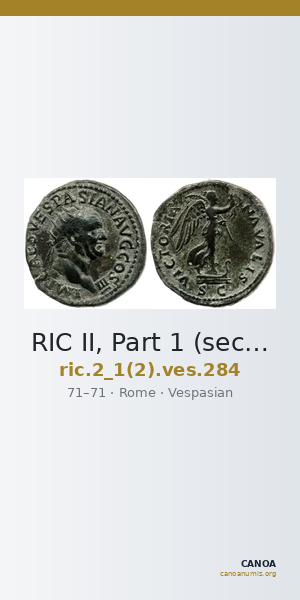 RIC II, Part 1 (second edition) Vespasian 284 — CANOA