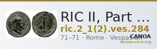 RIC II, Part 1 (second edition) Vespasian 284 — CANOA