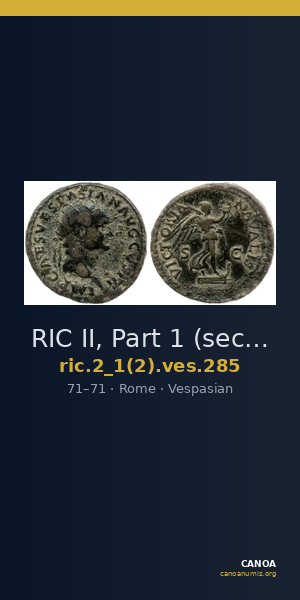 RIC II, Part 1 (second edition) Vespasian 285 — CANOA