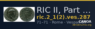 RIC II, Part 1 (second edition) Vespasian 287 — CANOA