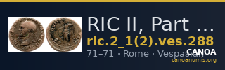 RIC II, Part 1 (second edition) Vespasian 288 — CANOA