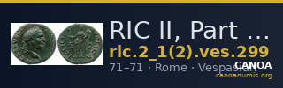 RIC II, Part 1 (second edition) Vespasian 299 — CANOA