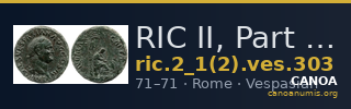 RIC II, Part 1 (second edition) Vespasian 303 — CANOA
