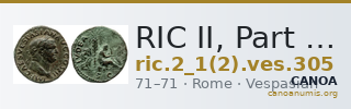 RIC II, Part 1 (second edition) Vespasian 305 — CANOA