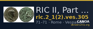 RIC II, Part 1 (second edition) Vespasian 305 — CANOA