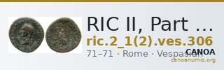 RIC II, Part 1 (second edition) Vespasian 306 — CANOA