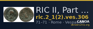 RIC II, Part 1 (second edition) Vespasian 306 — CANOA