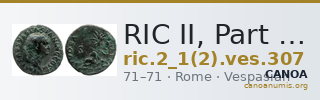 RIC II, Part 1 (second edition) Vespasian 307 — CANOA