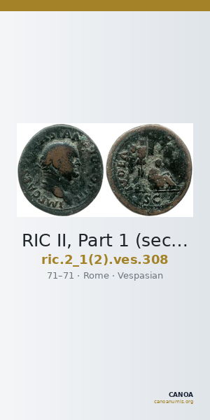 RIC II, Part 1 (second edition) Vespasian 308 — CANOA