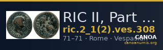 RIC II, Part 1 (second edition) Vespasian 308 — CANOA