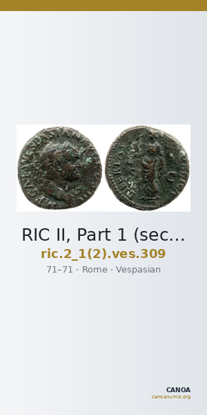 RIC II, Part 1 (second edition) Vespasian 309 — CANOA