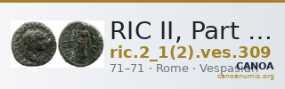 RIC II, Part 1 (second edition) Vespasian 309 — CANOA