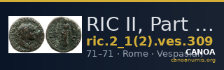 RIC II, Part 1 (second edition) Vespasian 309 — CANOA