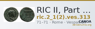 RIC II, Part 1 (second edition) Vespasian 313 — CANOA