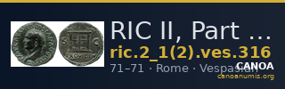 RIC II, Part 1 (second edition) Vespasian 316 — CANOA