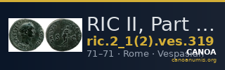RIC II, Part 1 (second edition) Vespasian 319 — CANOA