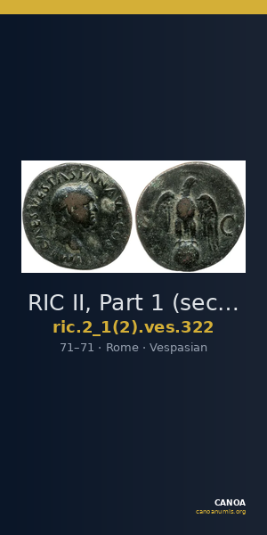 RIC II, Part 1 (second edition) Vespasian 322 — CANOA