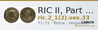 RIC II, Part 1 (second edition) Vespasian 33 — CANOA