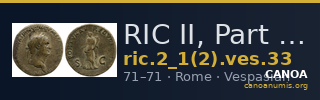 RIC II, Part 1 (second edition) Vespasian 33 — CANOA