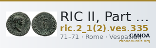 RIC II, Part 1 (second edition) Vespasian 335 — CANOA