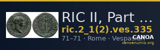 RIC II, Part 1 (second edition) Vespasian 335 — CANOA