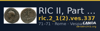RIC II, Part 1 (second edition) Vespasian 337 — CANOA