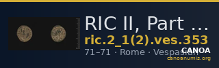 RIC II, Part 1 (second edition) Vespasian 353 — CANOA