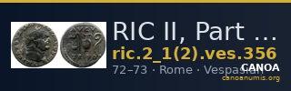 RIC II, Part 1 (second edition) Vespasian 356 — CANOA