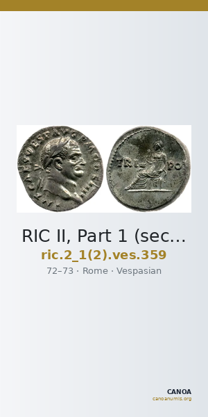 RIC II, Part 1 (second edition) Vespasian 359 — CANOA
