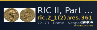 RIC II, Part 1 (second edition) Vespasian 361 — CANOA