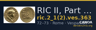 RIC II, Part 1 (second edition) Vespasian 363 — CANOA