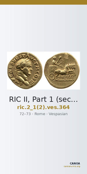 RIC II, Part 1 (second edition) Vespasian 364 — CANOA