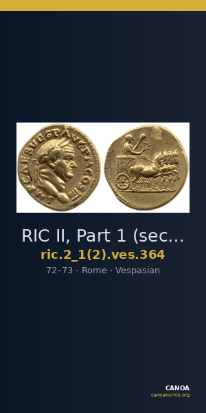 RIC II, Part 1 (second edition) Vespasian 364 — CANOA