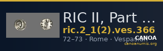 RIC II, Part 1 (second edition) Vespasian 366 — CANOA