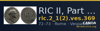 RIC II, Part 1 (second edition) Vespasian 369 — CANOA