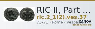RIC II, Part 1 (second edition) Vespasian 37 — CANOA