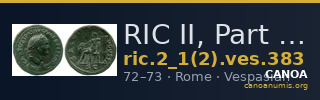 RIC II, Part 1 (second edition) Vespasian 383 — CANOA