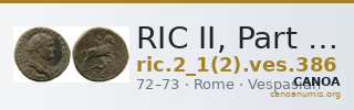 RIC II, Part 1 (second edition) Vespasian 386 — CANOA