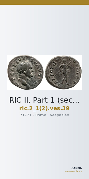 RIC II, Part 1 (second edition) Vespasian 39 — CANOA