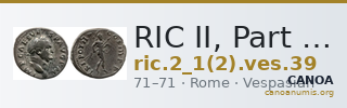 RIC II, Part 1 (second edition) Vespasian 39 — CANOA