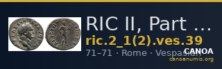 RIC II, Part 1 (second edition) Vespasian 39 — CANOA