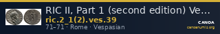 RIC II, Part 1 (second edition) Vespasian 39 — CANOA