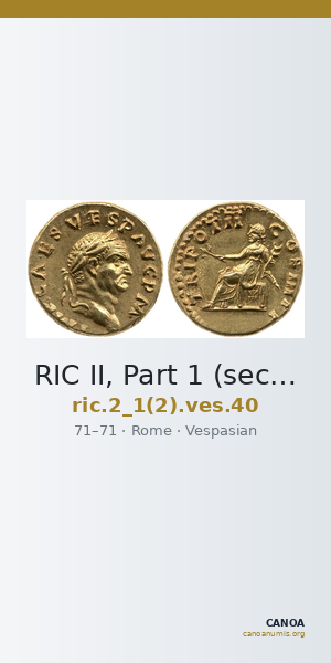 RIC II, Part 1 (second edition) Vespasian 40 — CANOA