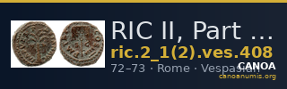 RIC II, Part 1 (second edition) Vespasian 408 — CANOA
