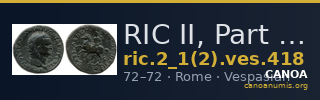 RIC II, Part 1 (second edition) Vespasian 418 — CANOA