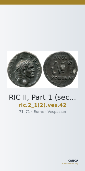 RIC II, Part 1 (second edition) Vespasian 42 — CANOA