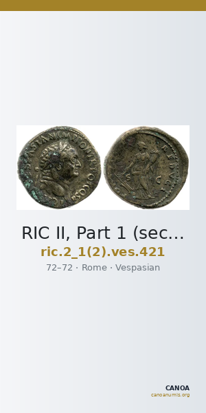 RIC II, Part 1 (second edition) Vespasian 421 — CANOA